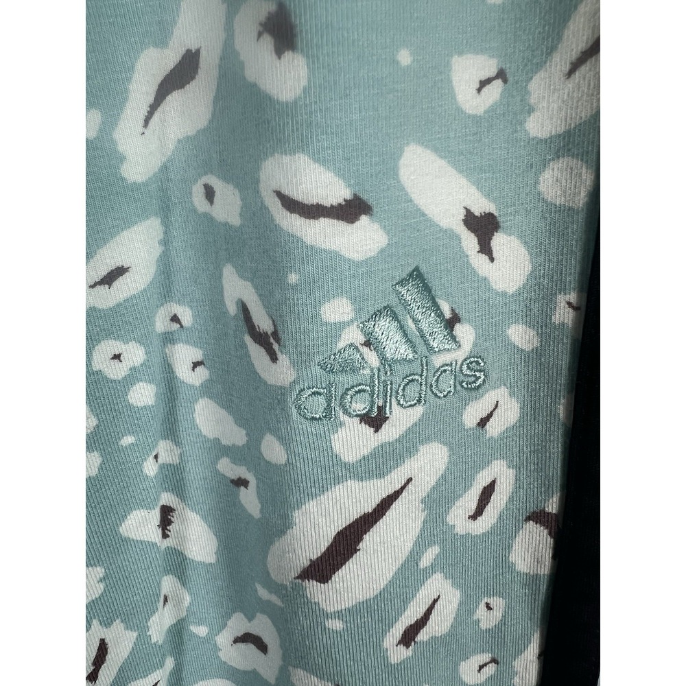 Adidas Women's L Teal Leopard Print Leggings Athletic Yoga Pants‎ - Picture 3 of 6
